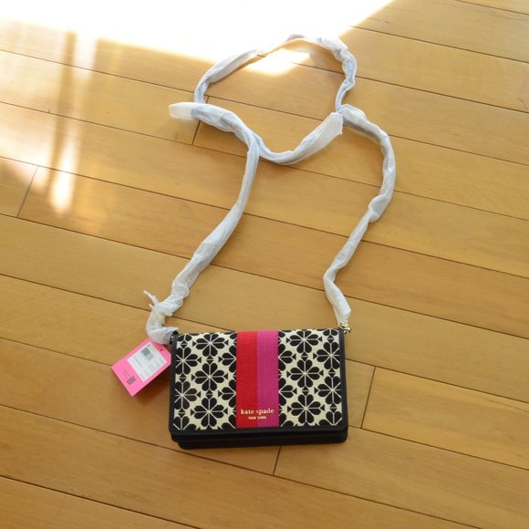 kate spade Accessories - Kate Spade PWR00447 Spade Flower Jacquard Stripe Chain Wallet